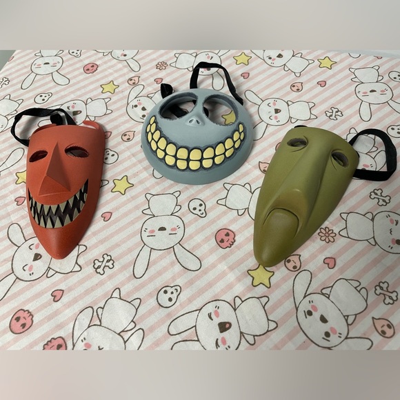 Nightmare Before Christmas Disney Store Set of 3 Masks Lock Shock and Barrel - Picture 2 of 16